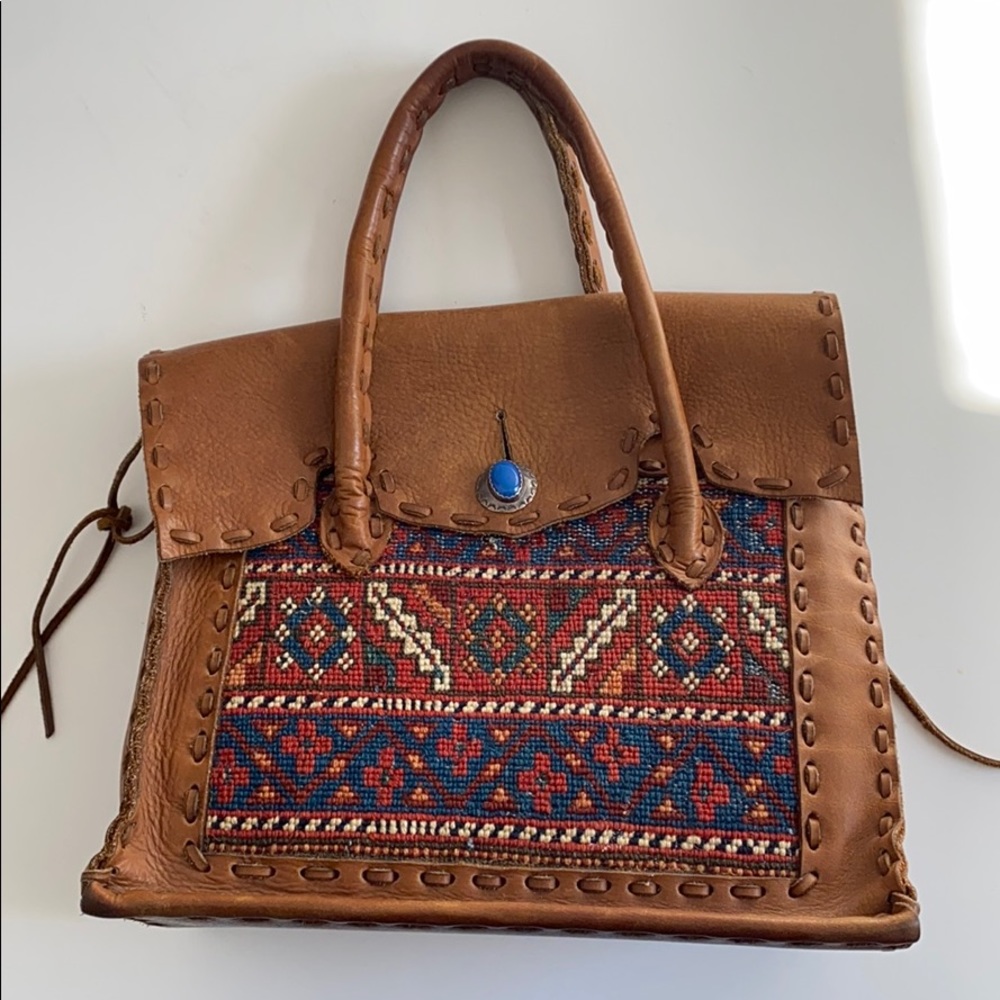 Santa Fe Leather Carpet Bag